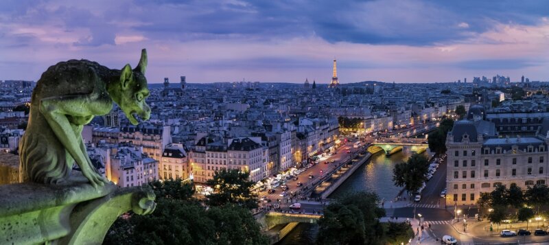 Paris by night aerial view