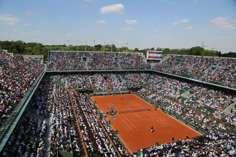 Tennis match at Le Stade Roland Garros in Paris