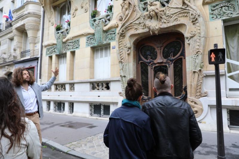 Tourists enjoying a walking tour