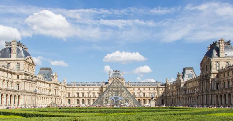 Front view of Louvre Museum