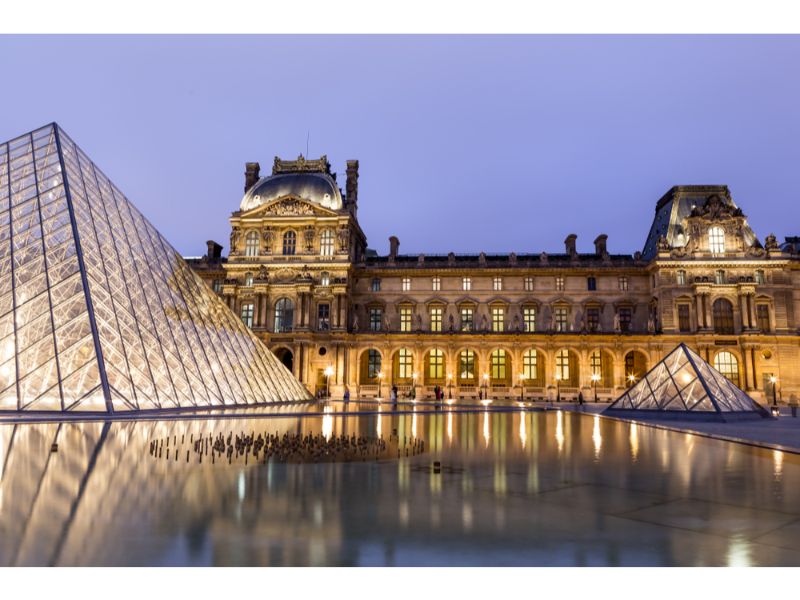 Louvre museum in Paris by night