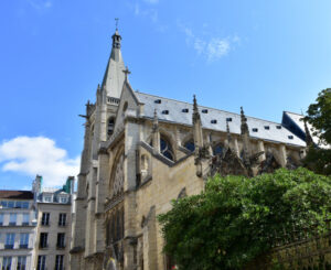 Eglise Saint-Severin located at the Latin Quarter, flamboyant gothic church with blue sky