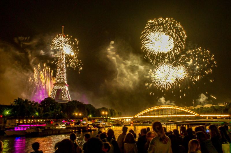 Fireworks over the Seine in Paris