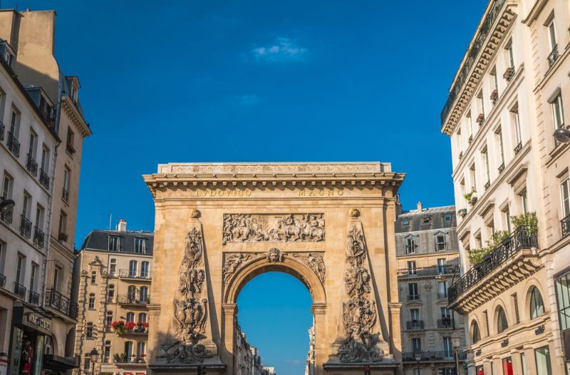 Porte Saint-Denis Arch in Paris France