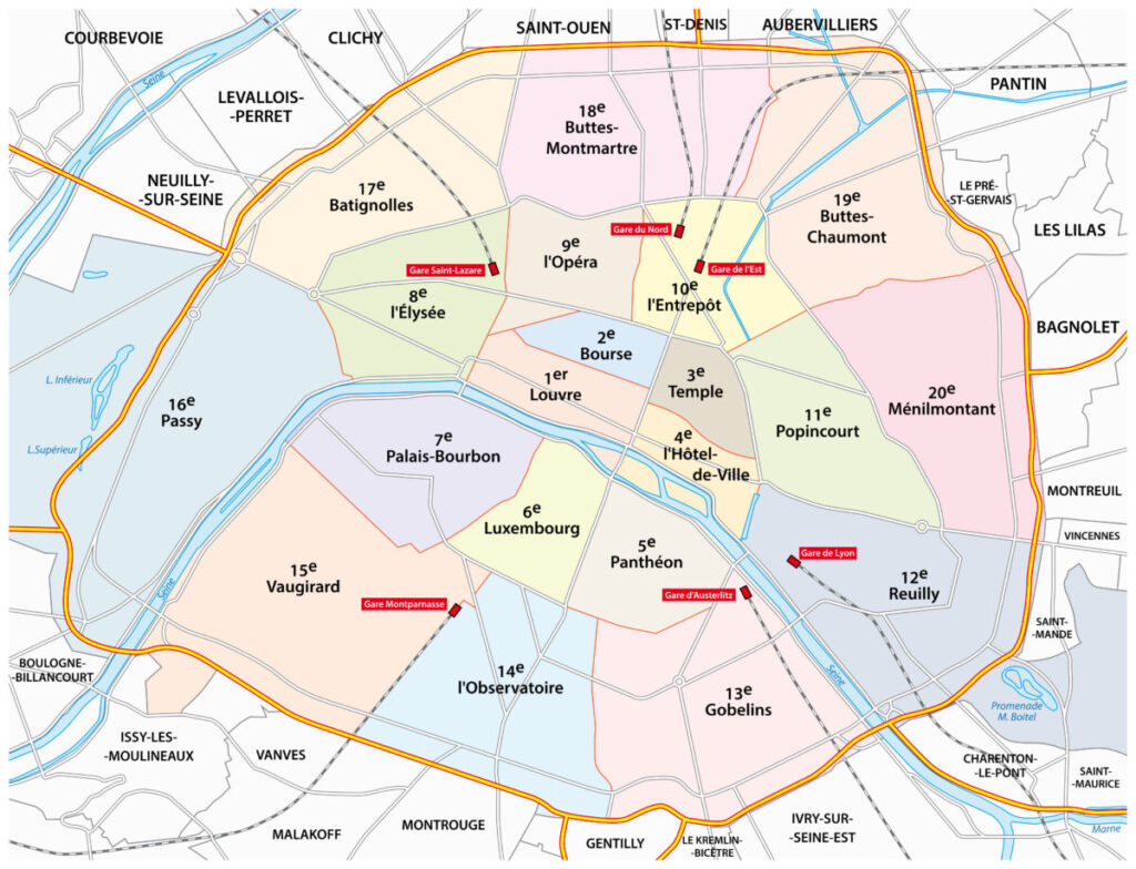 Map of Paris by Arrondissement