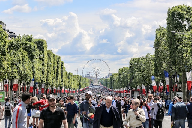 Massive Crowd Attending Bastille Day Millitary Parade