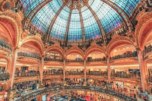 Interior view of Galeries Lafayette in Paris