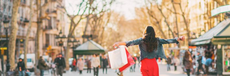 Shopping fun happy woman with bags