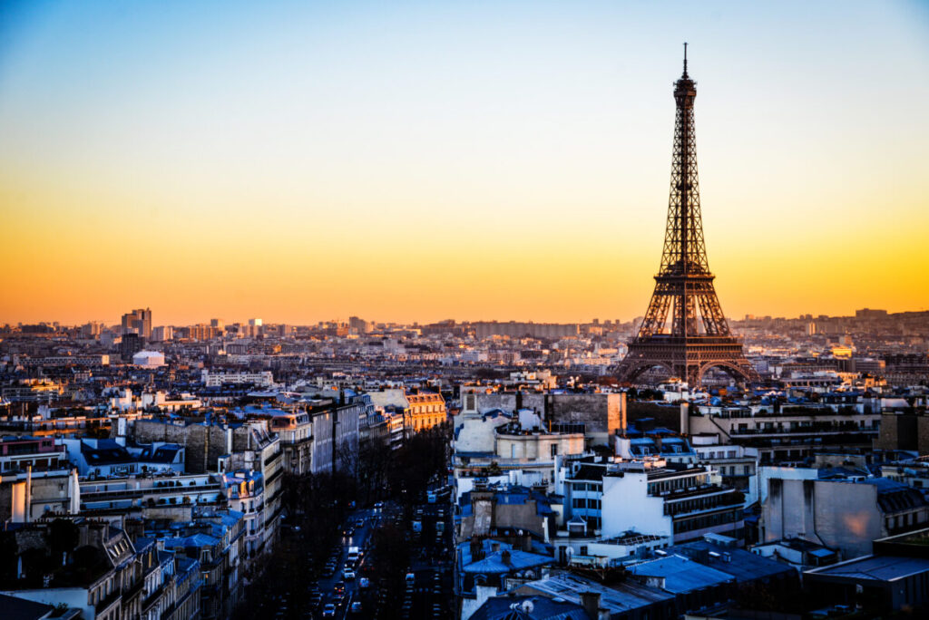 Sunset view in Eiffel Tower 