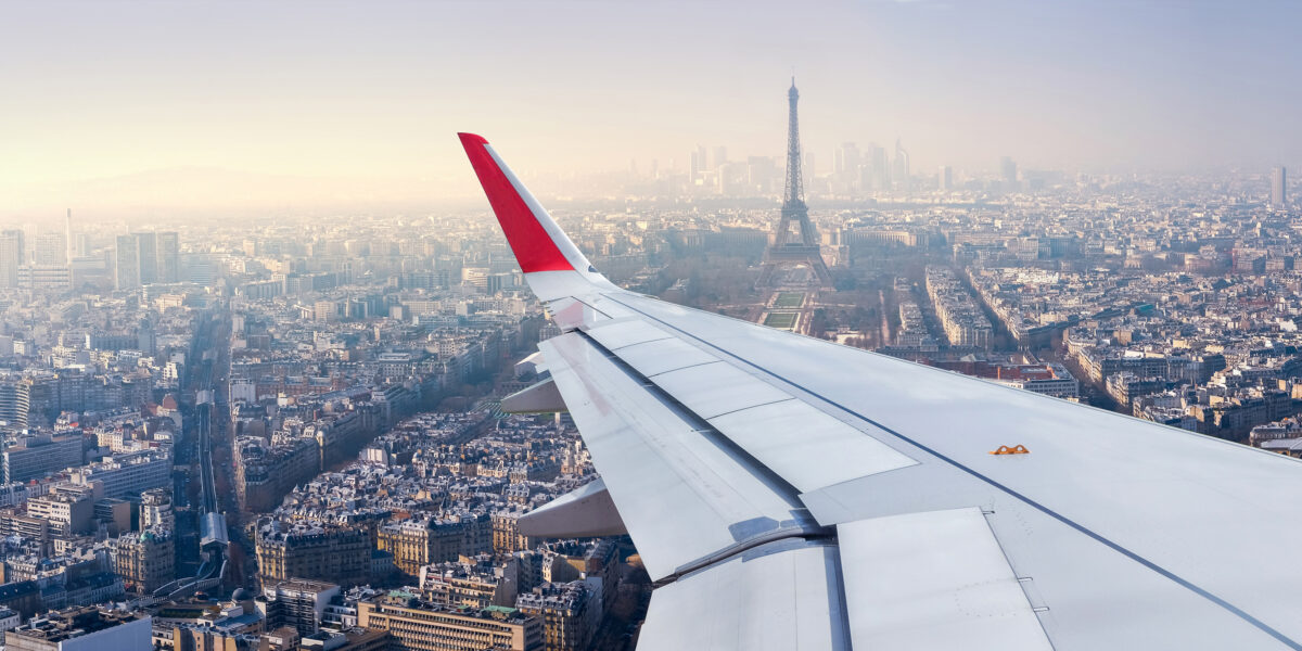 Paris Cityscape View from Airplane Window