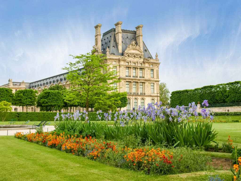 Flower bed in the Tuileries Garden in Paris