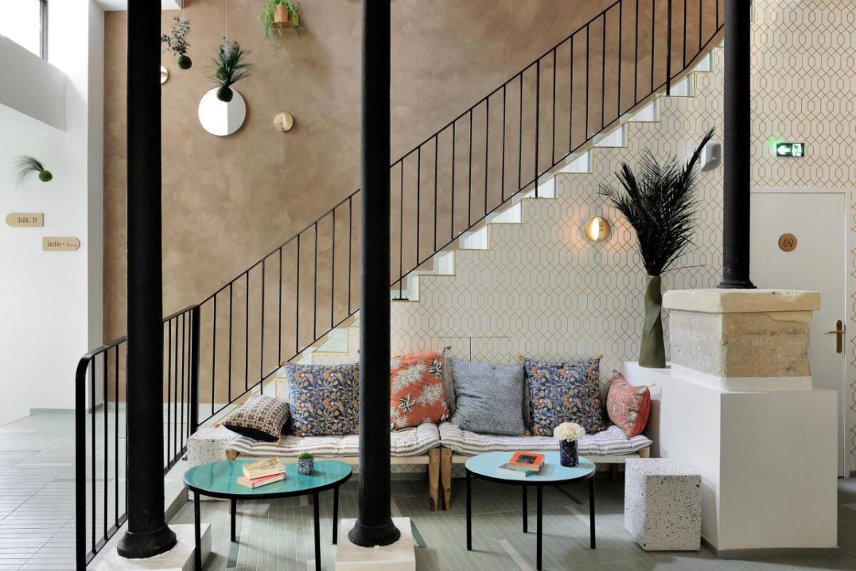 Caulaincourt Montmartre by Hiphophostels with a stylish lobby and stairs