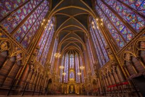 Nestled in the heart of Île de la Cité, Sainte Chapelle offers a stunning view with its 13th-century stained glass windows.