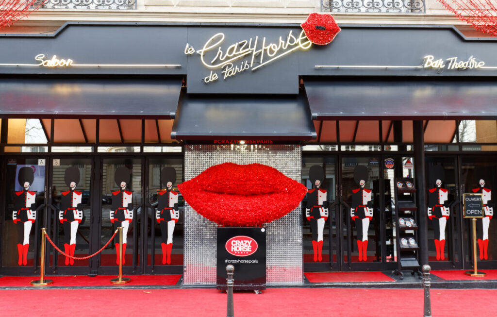 Exterior of Crazy Horse Cabaret in Paris, France