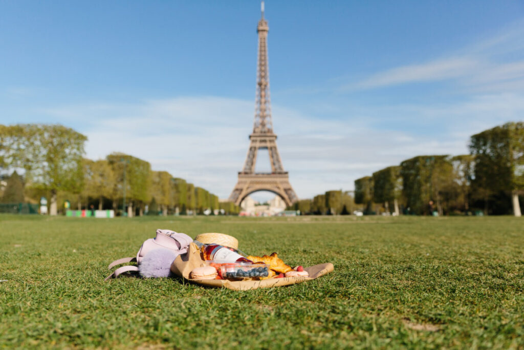 Picnic spot and the view of Eiffel Tower