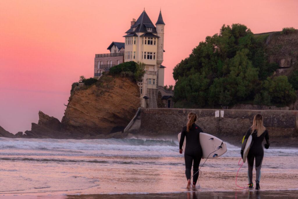 Surf enthusiasts will find a paradise in Biarritz, a picturesque town nestled along the Atlantic coast. 