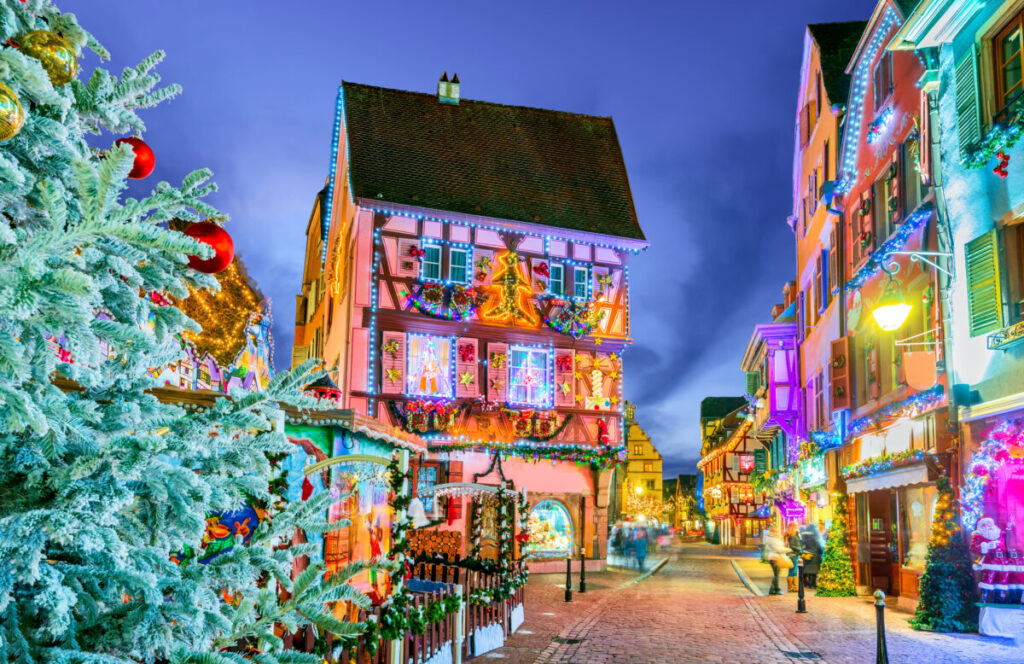 Colmar, France. Famous Marche de Noel in Alsace, Haut-Rhin