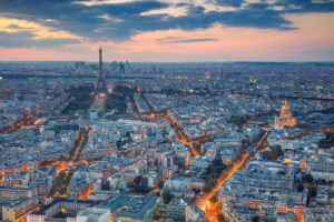 Paris, the city of love and lights, is known for its iconic landmarks like the Eiffel Tower, Louvre Museum, and Sacre Coeur.