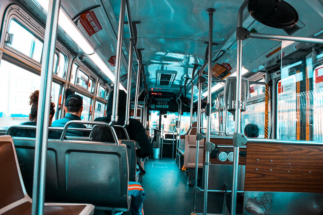 People taking public transportation
