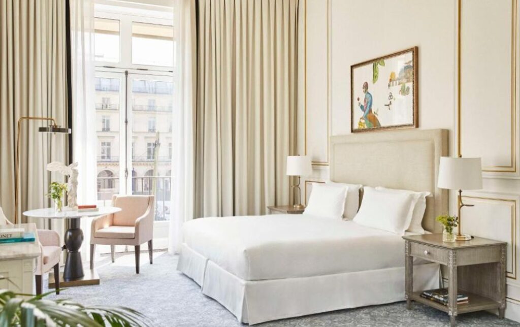 A visual representation of the exquisite room features at Hôtel Du Louvre - The Unbound Collection by Hyatt.