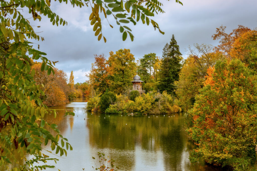 Autumn foliage of the Bois de Boulogne in Paris, France