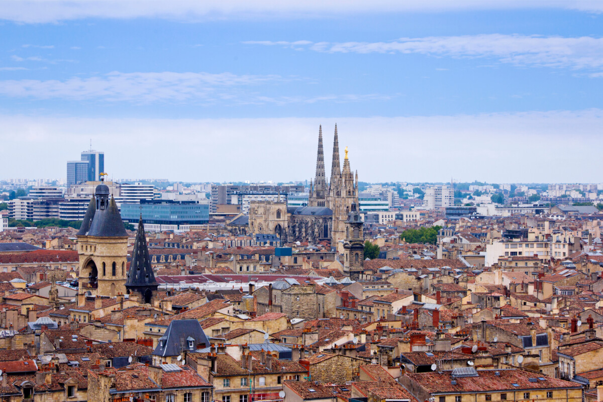 Aerial view of Bordeaux city in France