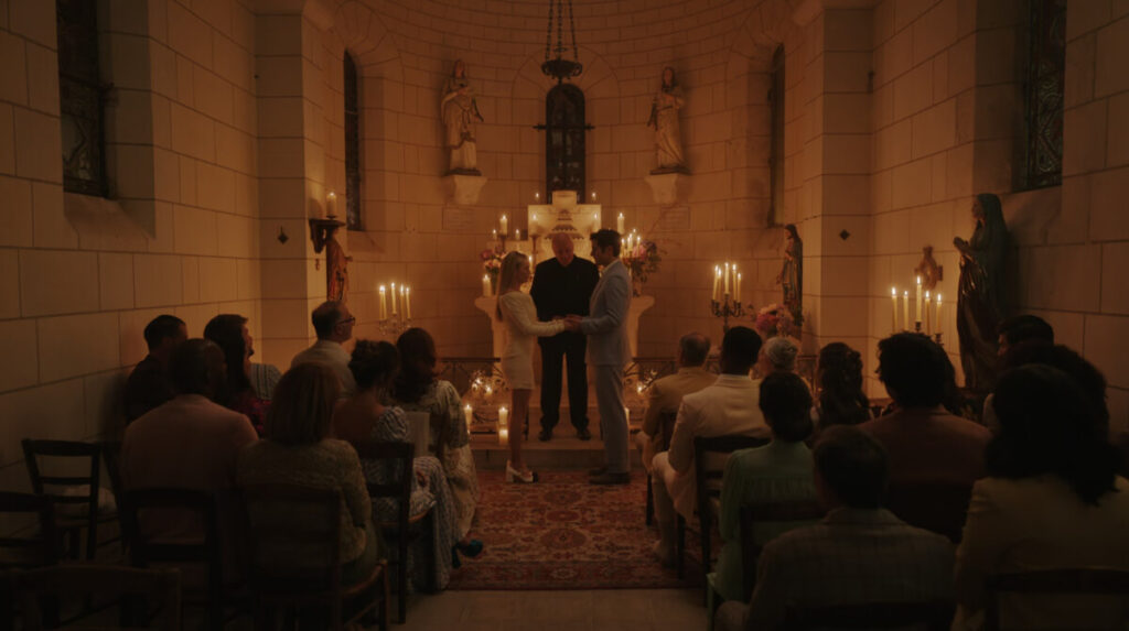 Camille Razat as Camille and Lucas Bravo as Gabriel break up scene in Emily in Paris, season three, episode ten