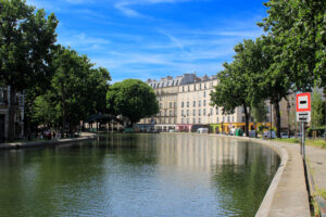 Panoramic view of the Canal Saint-Martin in Paris, France
