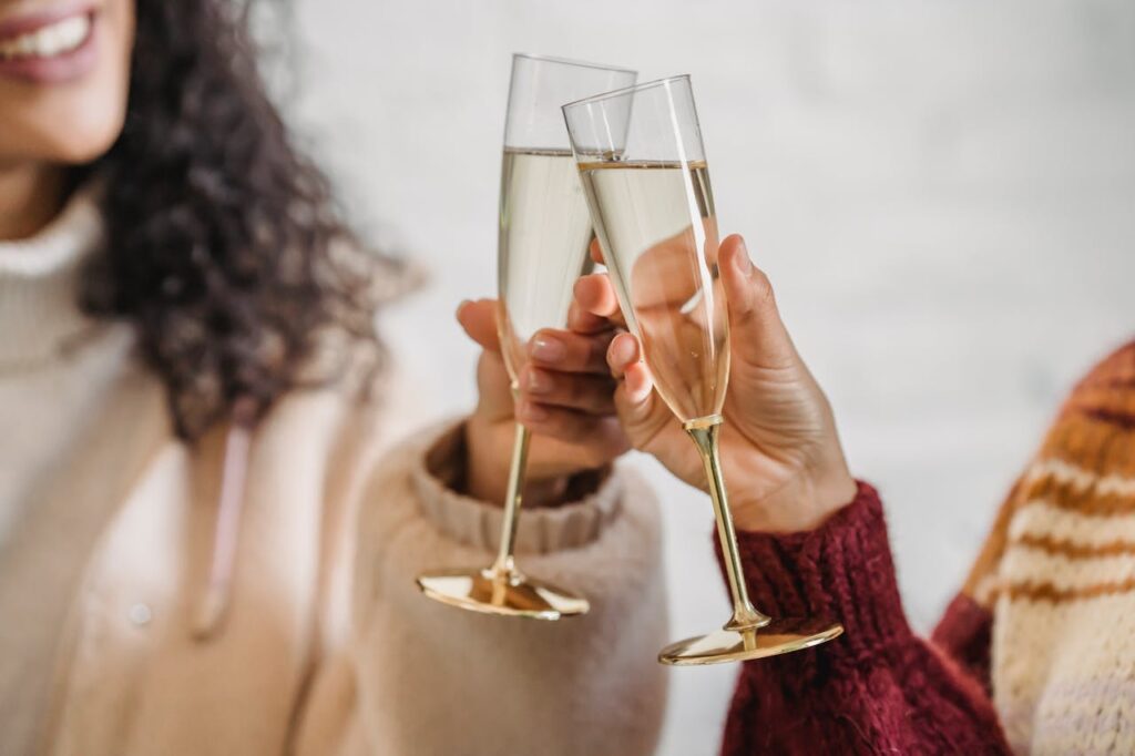 Drinking and making a toast with Champagne