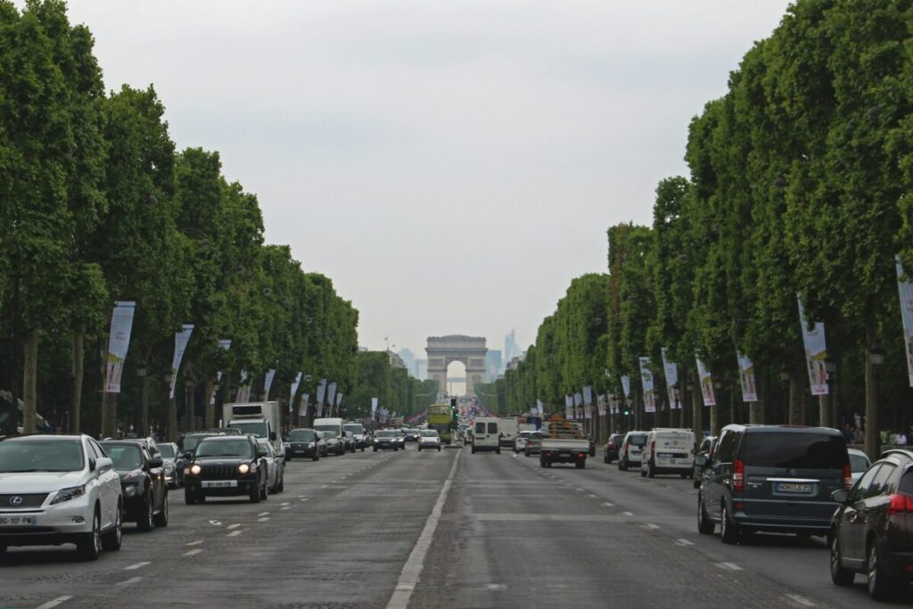 Champs-Elysées road with vehicles