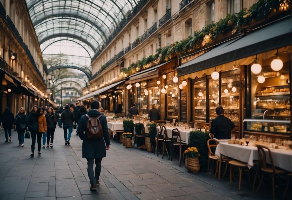 Historic Covered Passage in Paris with Cafes
