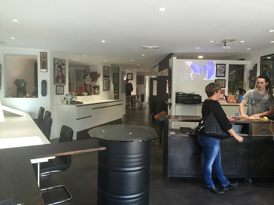 Interior view of Dimitri HK Paris tattoo shop