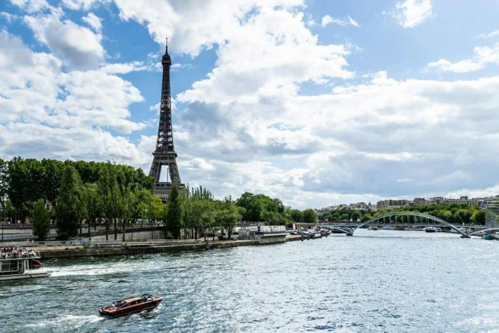 Eiffel Tower view on a Seine river cruise