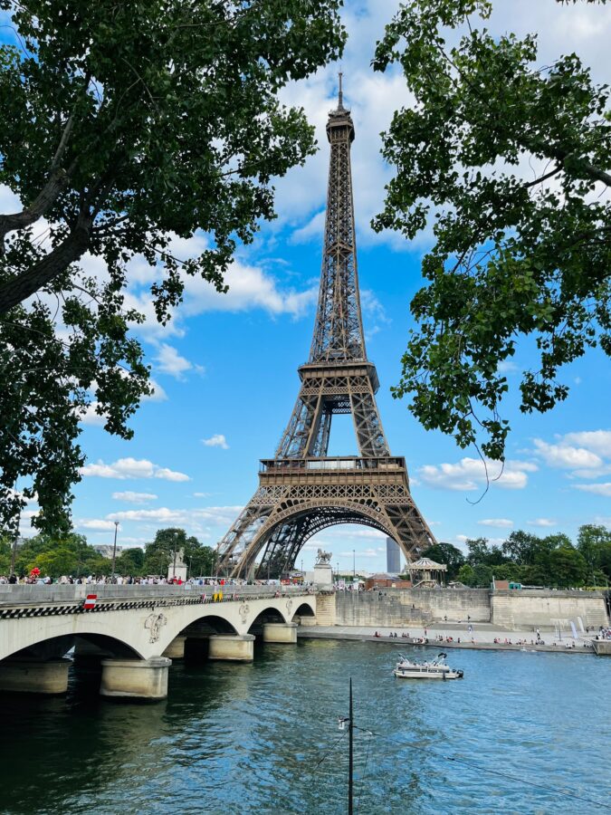 Cruising by the Eiffel Tower in Seine river