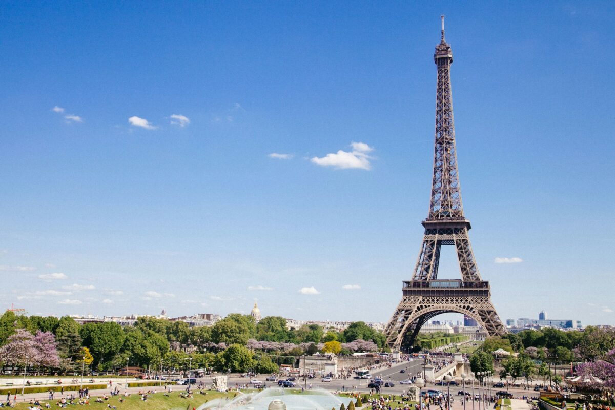 Morning Eiffel Tower View in Paris, France