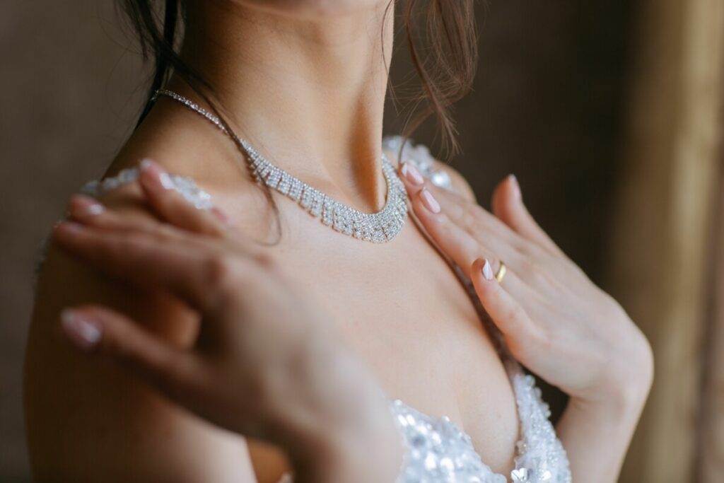 Woman wearing an elegant stylish necklace