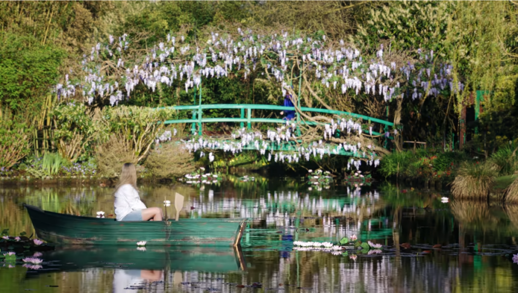 Giverny Garden Bridge and Camille Razat as Camille in Emily in Paris, season four, episode two