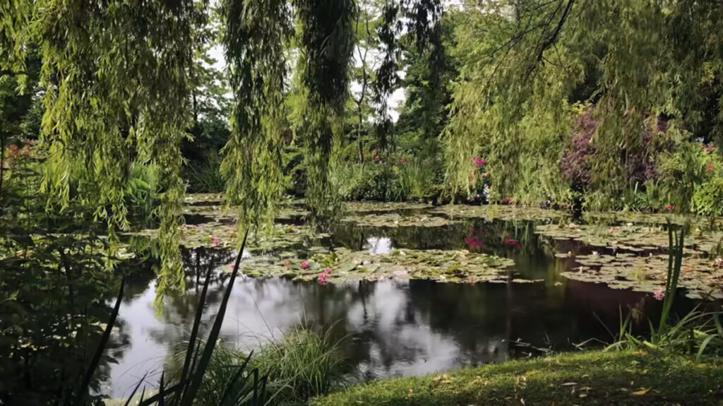 Water lilies and the garden at Giverny, France, as shown in Emily in Paris, season four, episode two