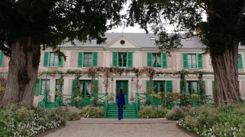 Lily Collins as Emily entering the House of Claude Monet in Giverny, France, in Emily in Paris, season four, episode two