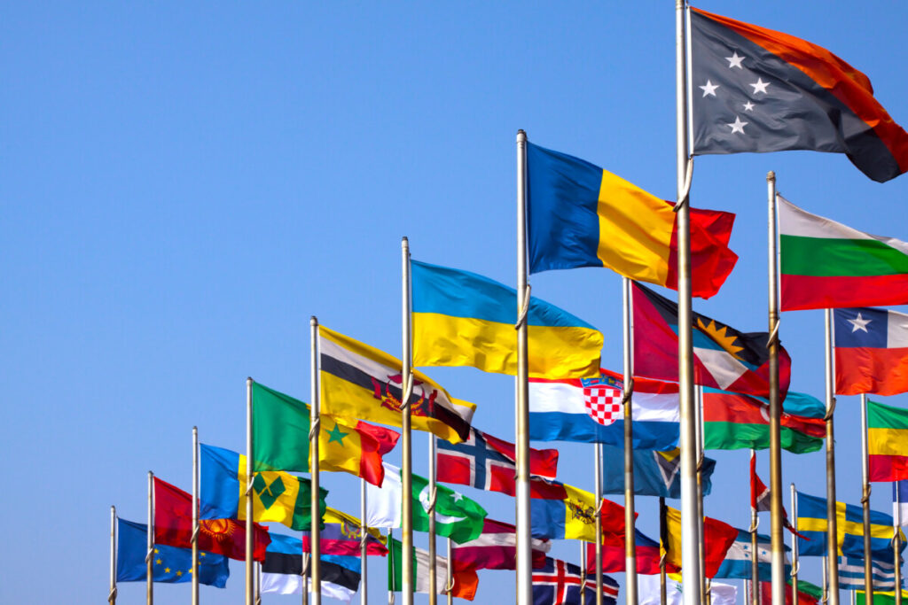 Flags of different kind of countries