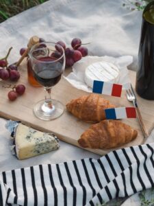 French Croissant and wine
