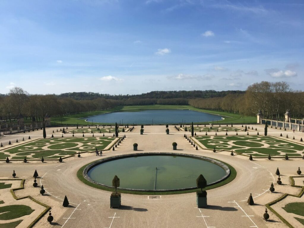 Aerial view of Gardens of Versailles, France