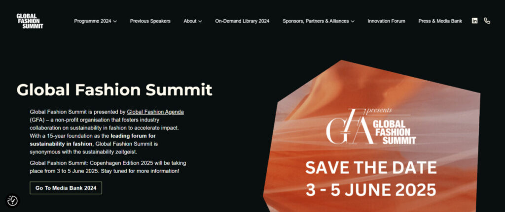 Global Fashion Summit website landing page