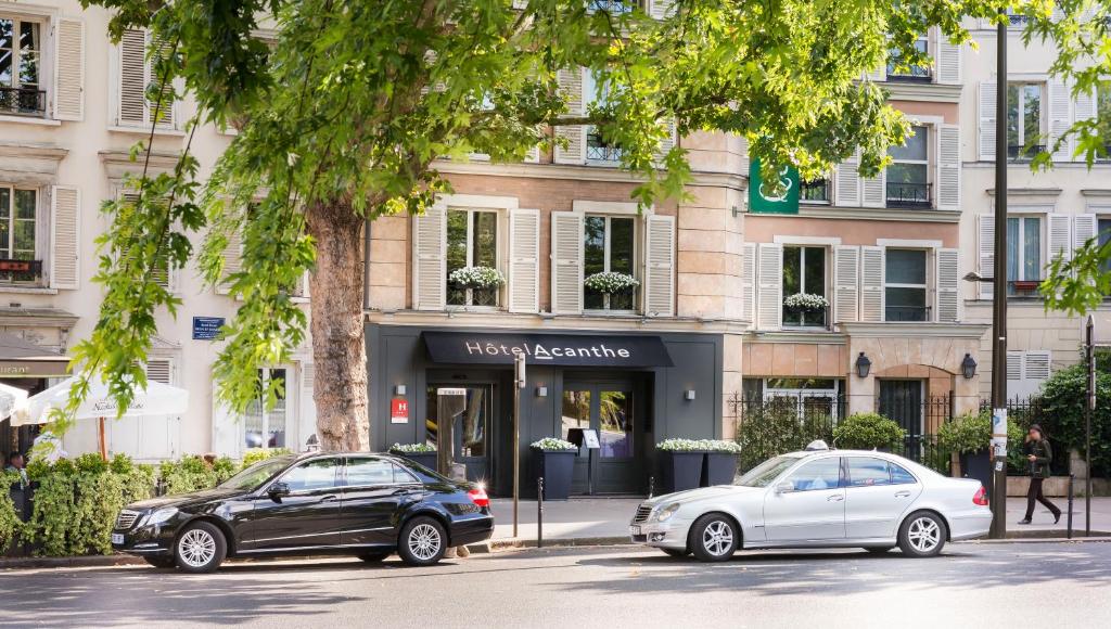 Hotel Acanthe - Boulogne Billancourt exterior, featuring modern architecture and lush greenery in its surroundings.