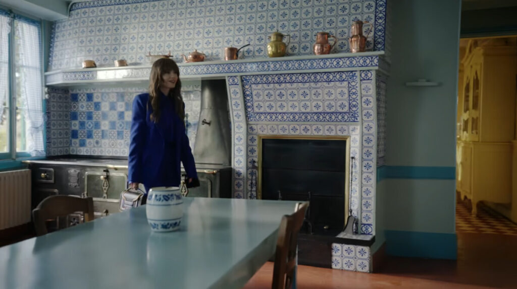 Lily Collins as Emily inside the House of Claude Monet in Giverny, France, in Emily in Paris, season four, episode two