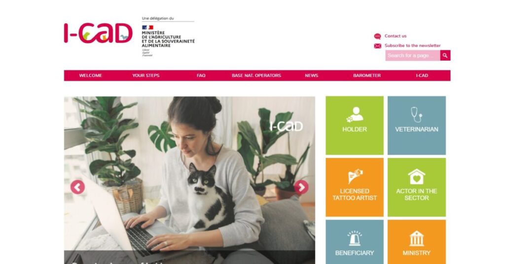 The landing page of Icad website highlighting its features and navigation options.