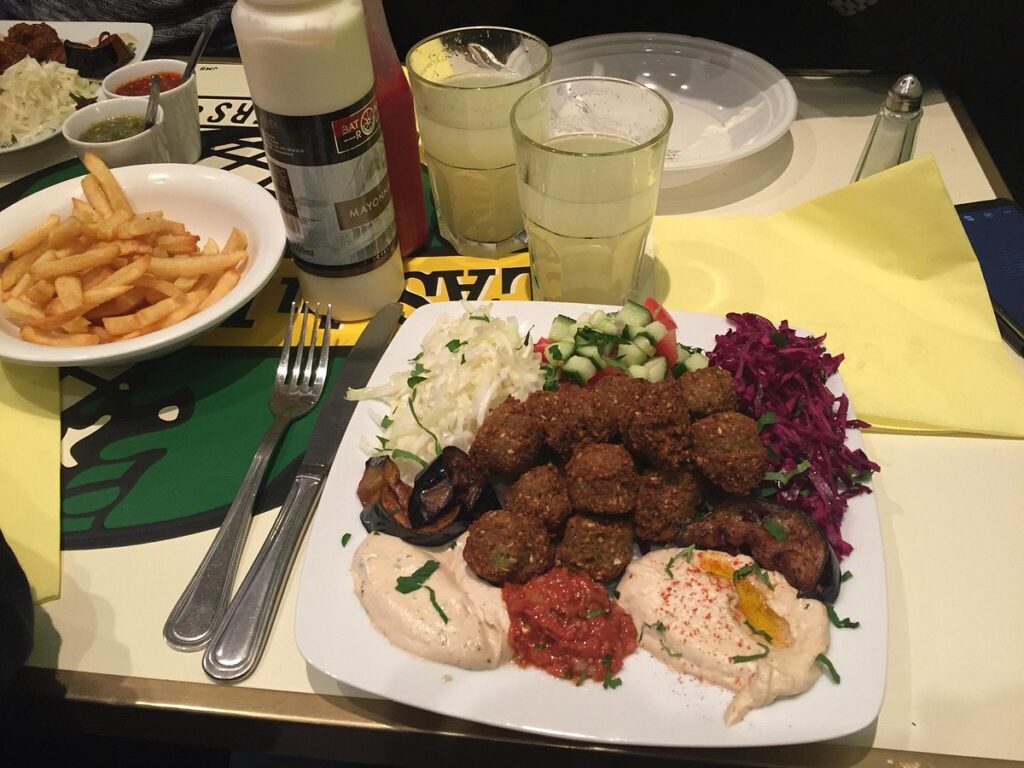 Fallafel served at L'As du Fallafel in Paris, France