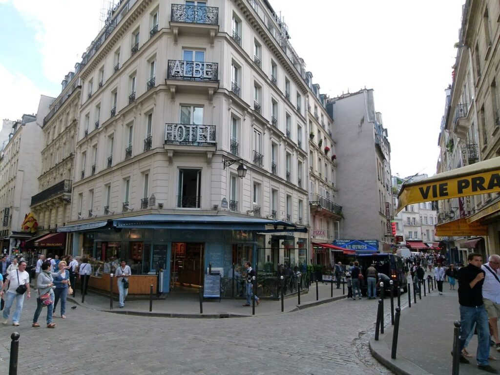 Hotel and street view in Latin Quarter, Paris