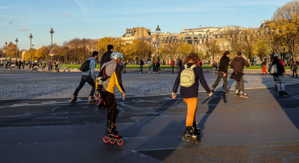 Group roller skating at Les Invalides in Paris 