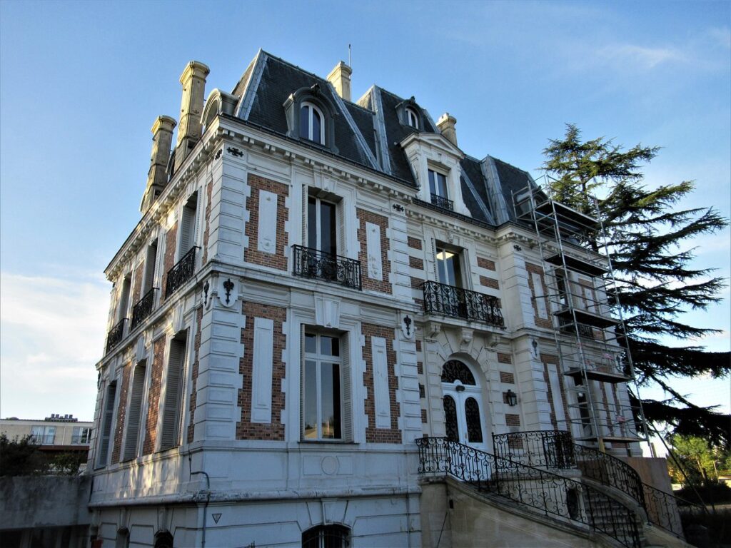 The grand facade of Maison Lorenz, displaying the intricate architectural details.